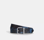 Coach Roller Buckle Cut-To-Size Reversible Belt, 38 Mm  -  Silver/Blue Multi