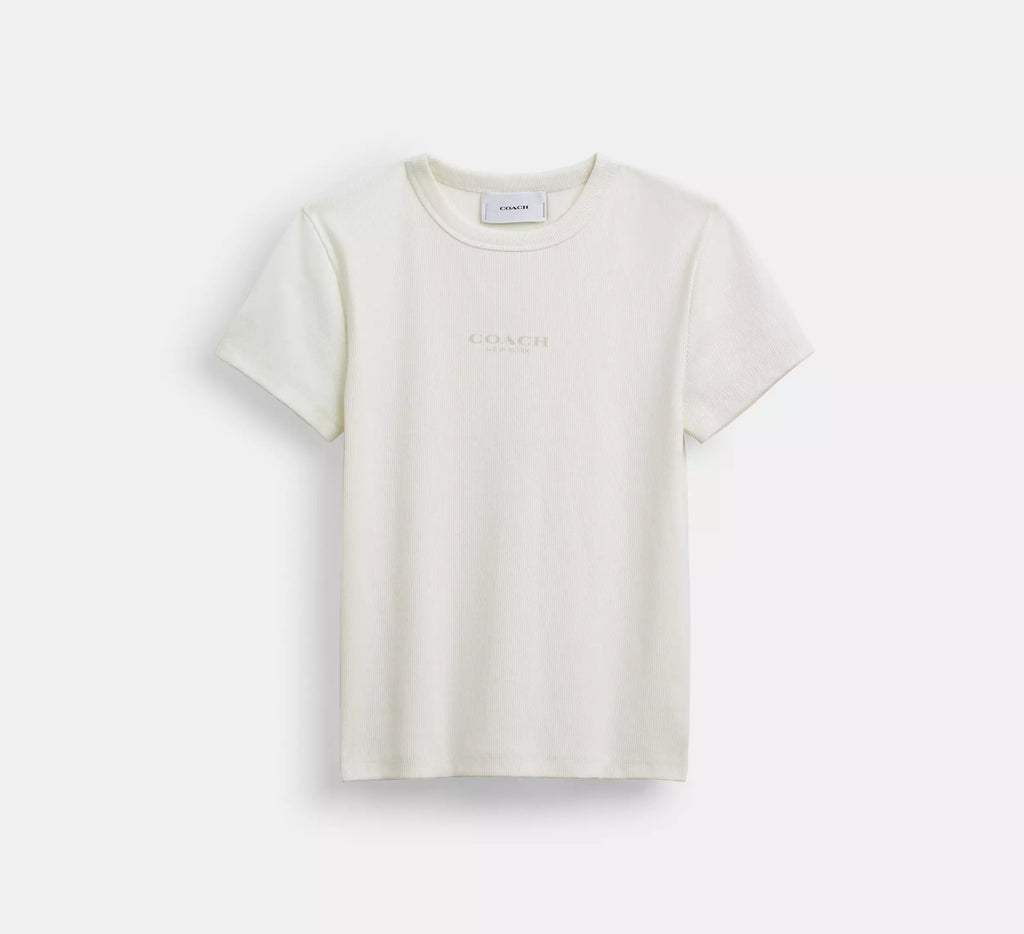 Coach New York Ribbed T-Shirt  -  White