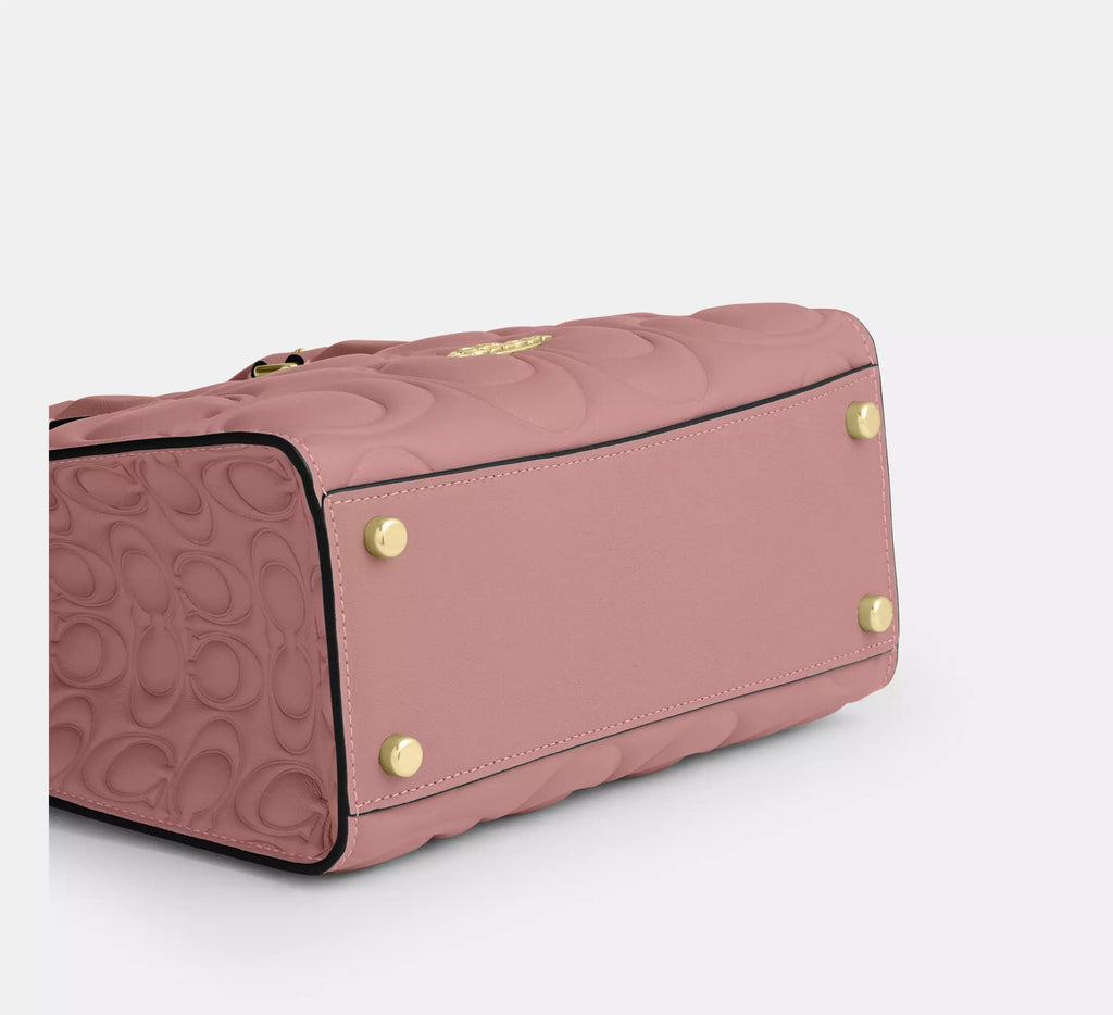 Coach Maggie Small Tote Bag In Signature Leather  -  Gold/Pink Petal