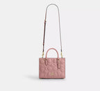 Coach Maggie Small Tote Bag In Signature Leather  -  Gold/Pink Petal