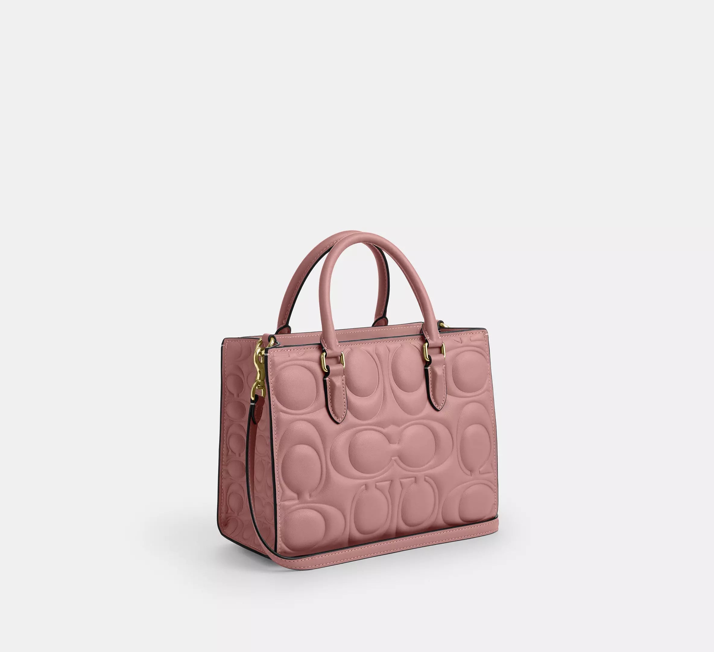 Coach Maggie Small Tote Bag In Signature Leather  -  Gold/Pink Petal
