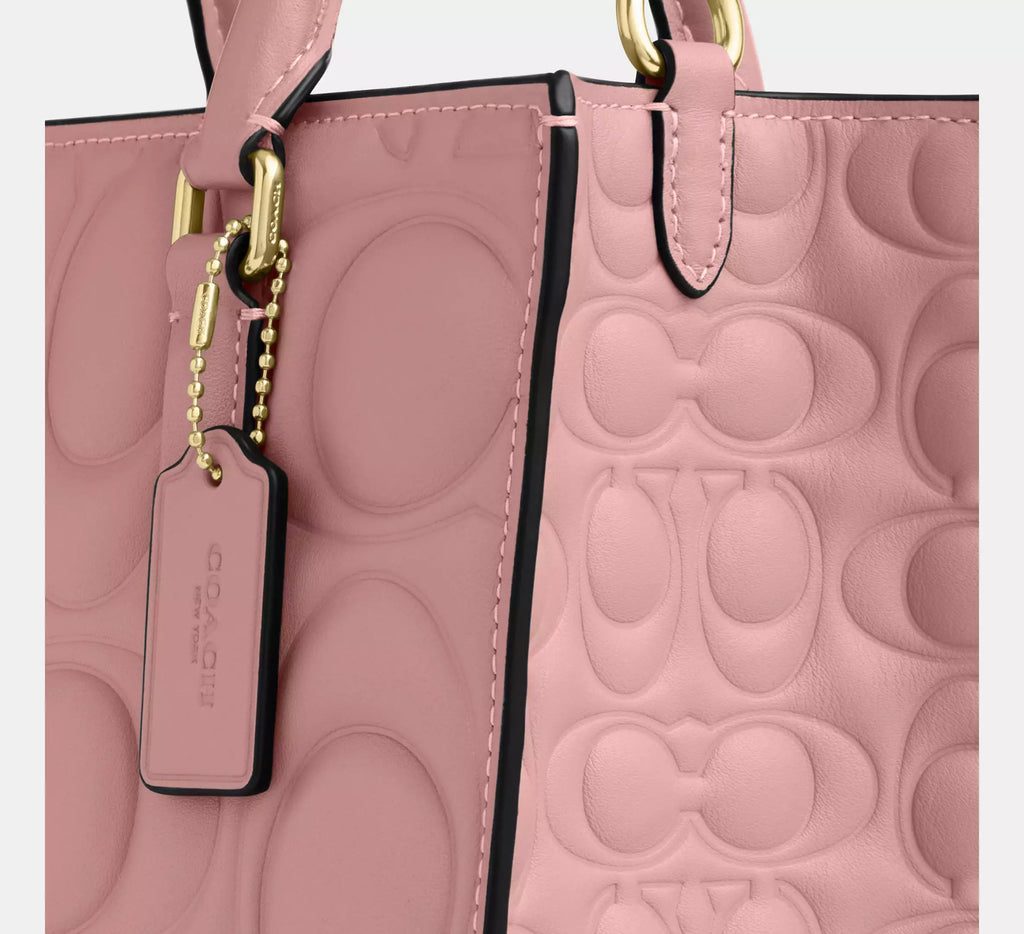 Coach Maggie Small Tote Bag In Signature Leather  -  Gold/Pink Petal