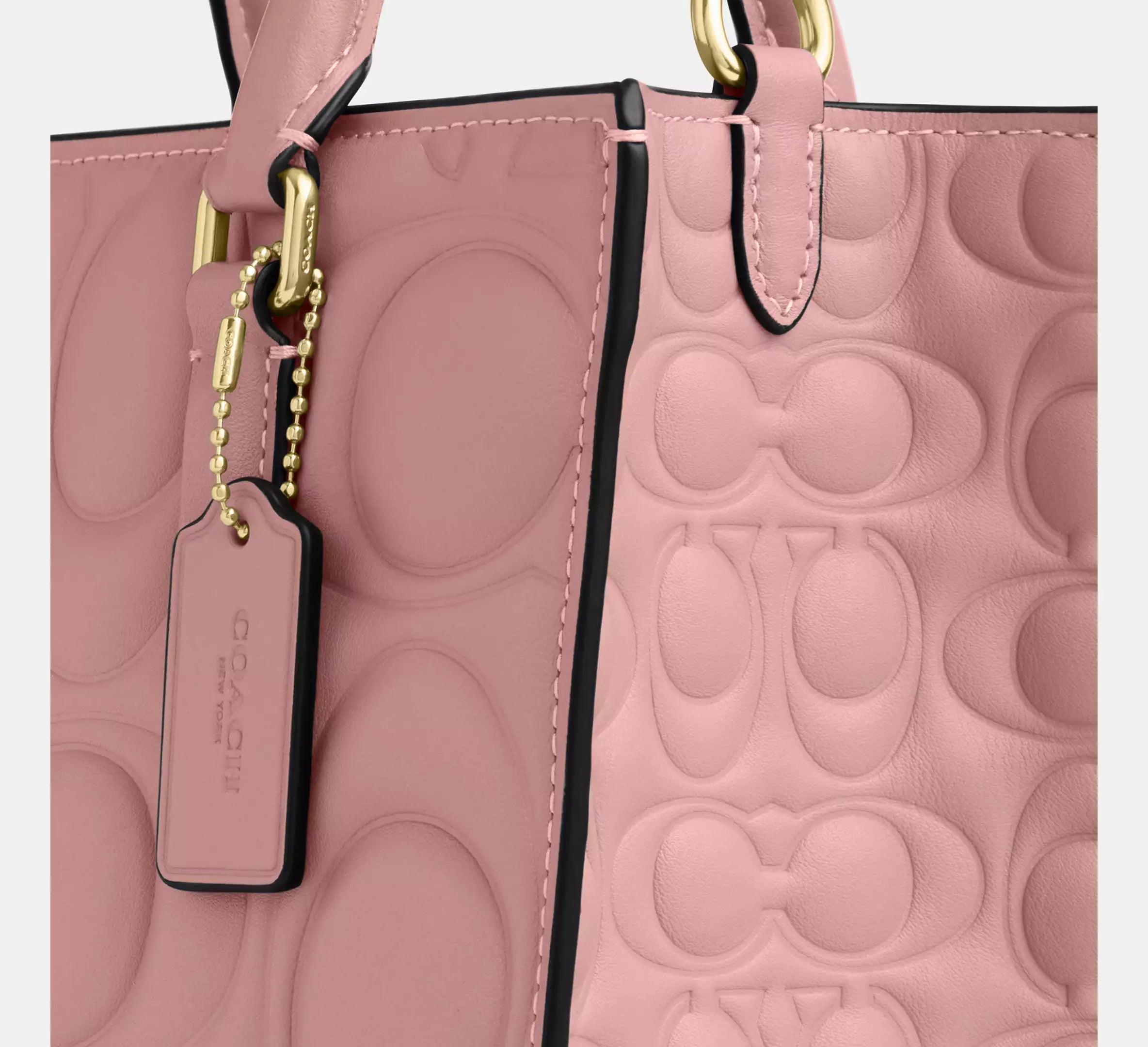 Coach Maggie Small Tote Bag In Signature Leather  -  Gold/Pink Petal