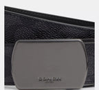Coach Plaque Buckle Cut-To-Size Reversible Belt, 38 Mm  -  Gunmetal/Charcoal/Black