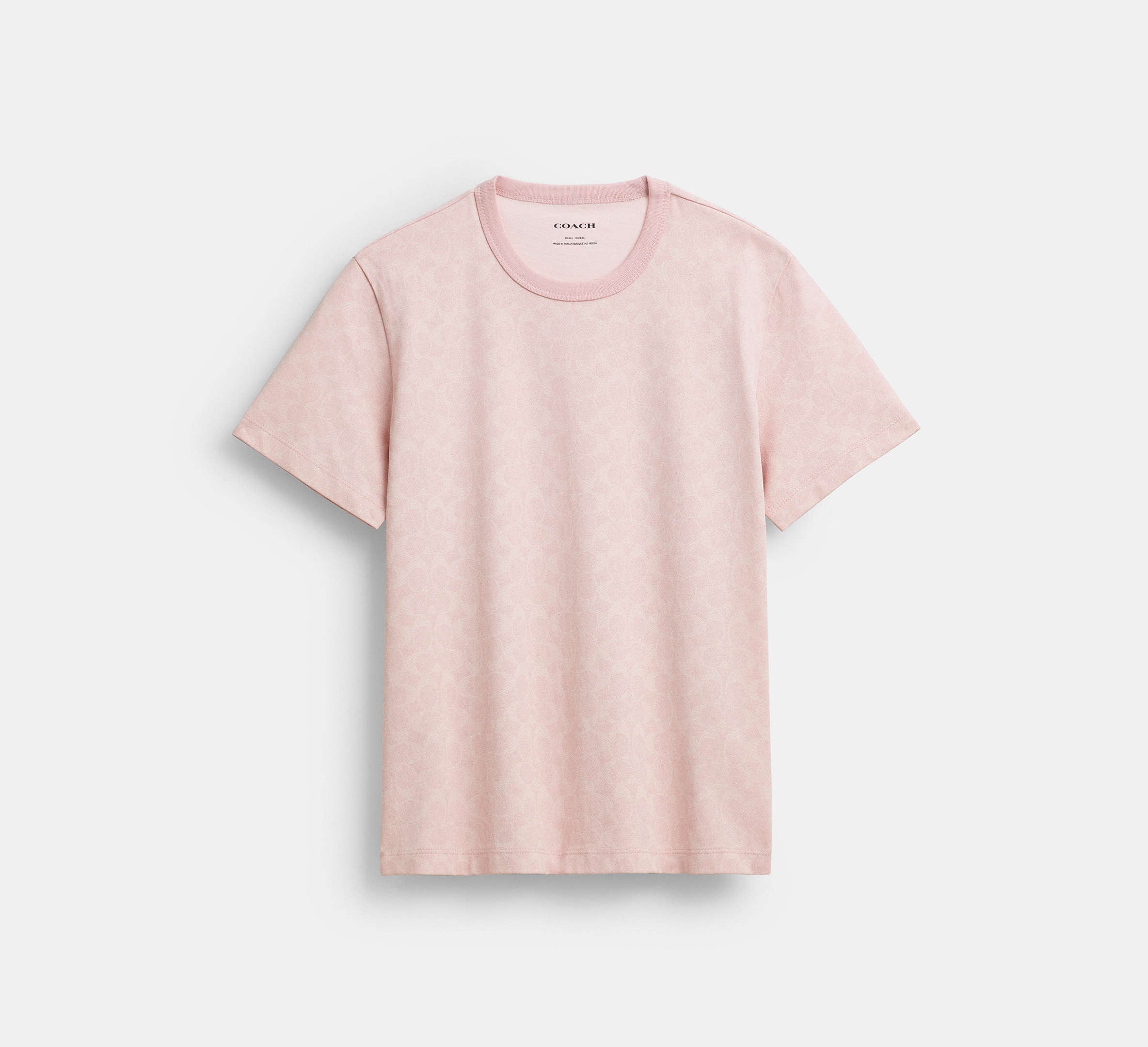 Coach All Over Signature T-Shirt In Organic Cotton  -  Pink Multi