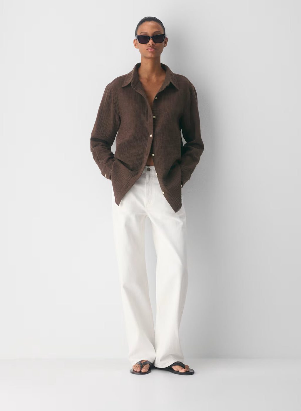 Aritzia AirPlush Cotton™ Sail Shirt -  Rich Mocha Brown