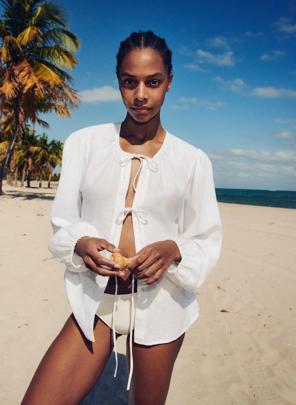 Aritzia Tybee Linen Blouse-White