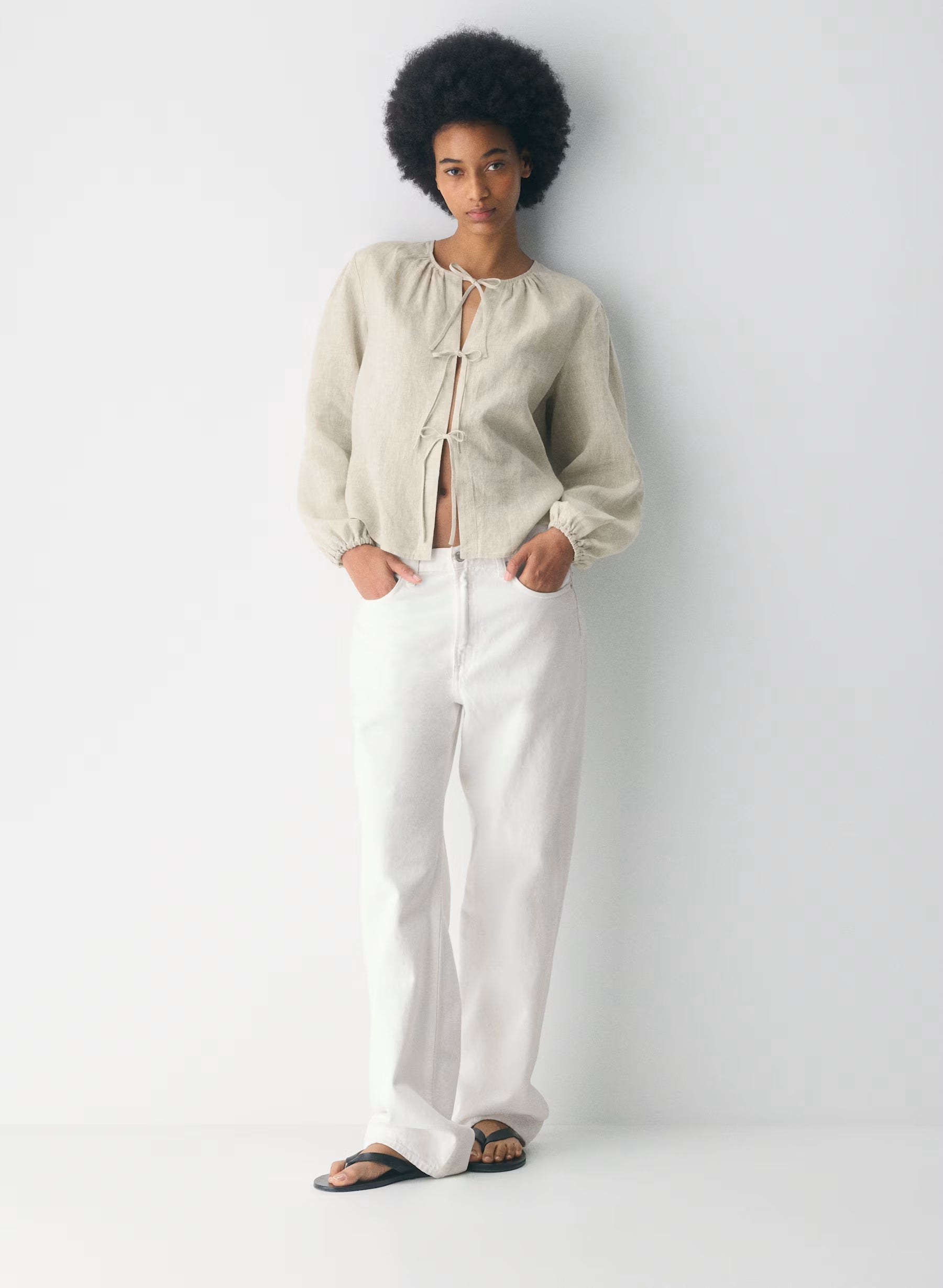 Aritzia Tybee Linen Blouse-Undyed Ecru