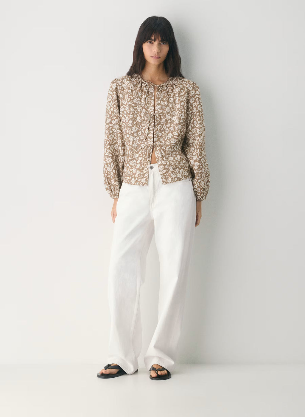 Aritzia Tybee Linen Blouse-Folio Brown /lt birc