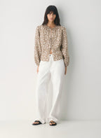 Aritzia Tybee Linen Blouse-Folio Brown /lt birc