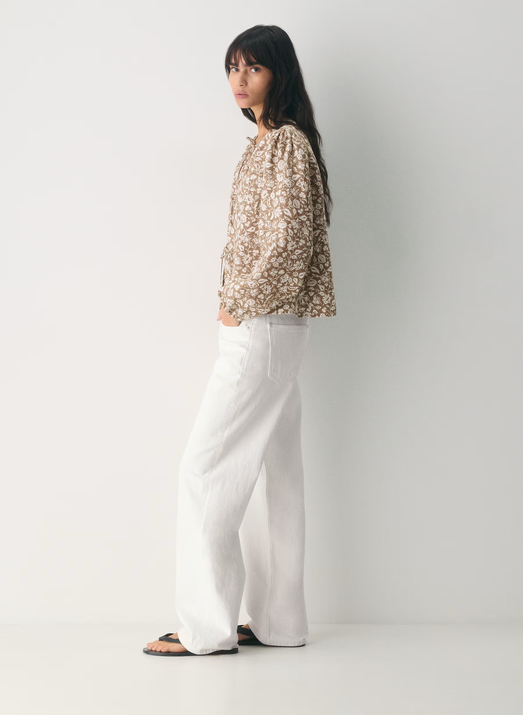 Aritzia Tybee Linen Blouse-Folio Brown /lt birc