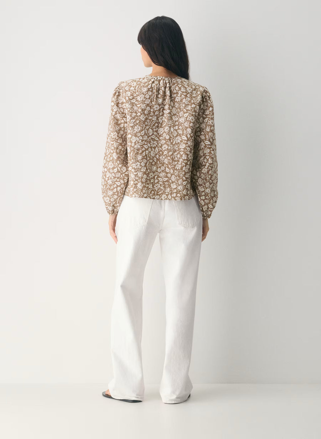 Aritzia Tybee Linen Blouse-Folio Brown /lt birc