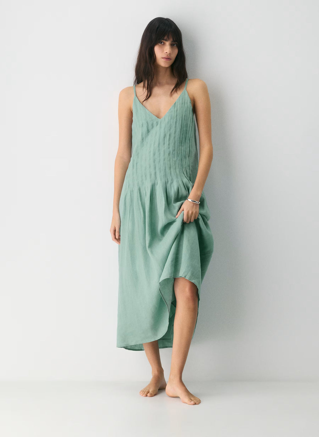 Aritzia Casbah Linen Dress-Goddess Sage