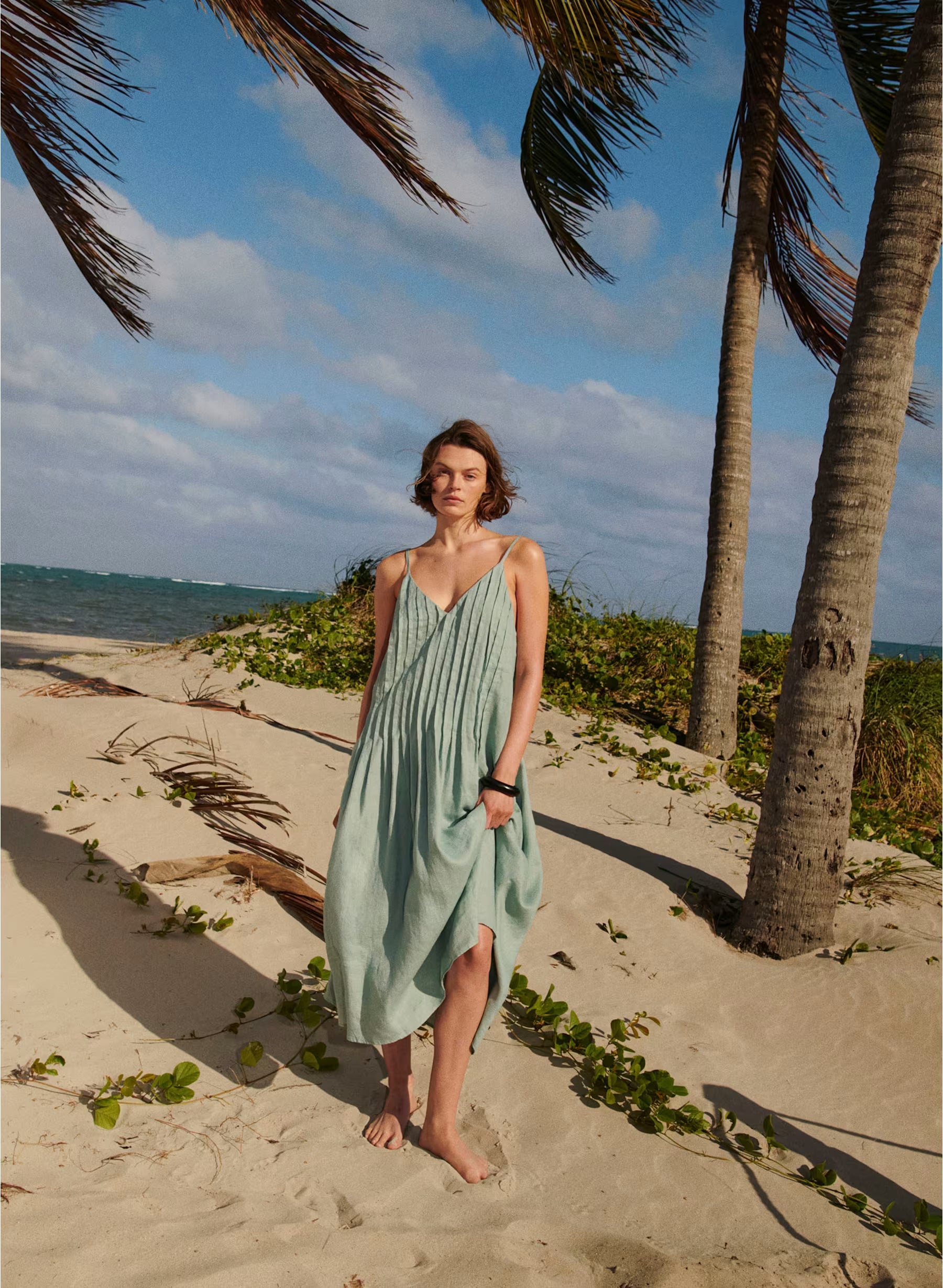 Aritzia Casbah Linen Dress-Goddess Sage