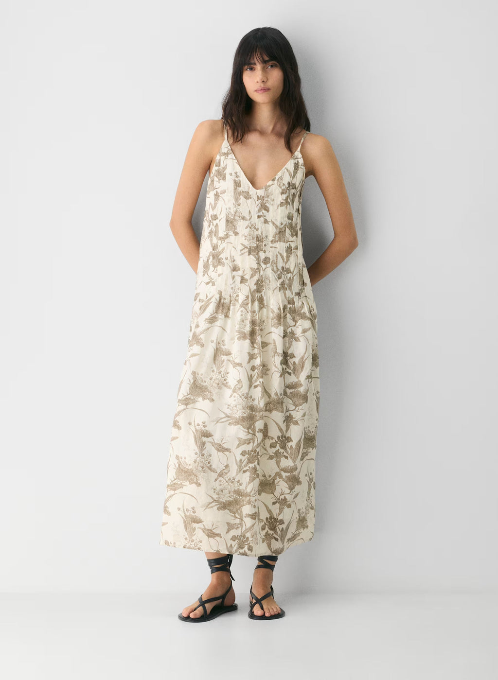 Aritzia Casbah Linen Dress-Birch/folio Brown