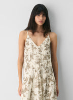 Aritzia Casbah Linen Dress-Birch/folio Brown