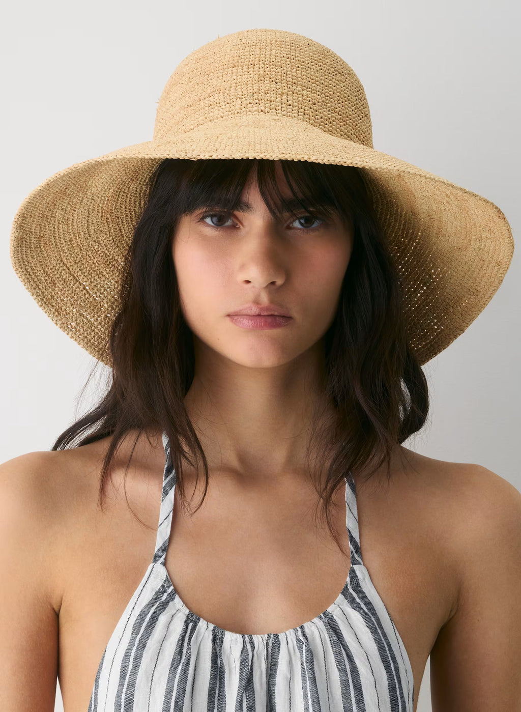 Aritzia Sunbeam Raffia Medium-Brim Hat-Sandy Beige
