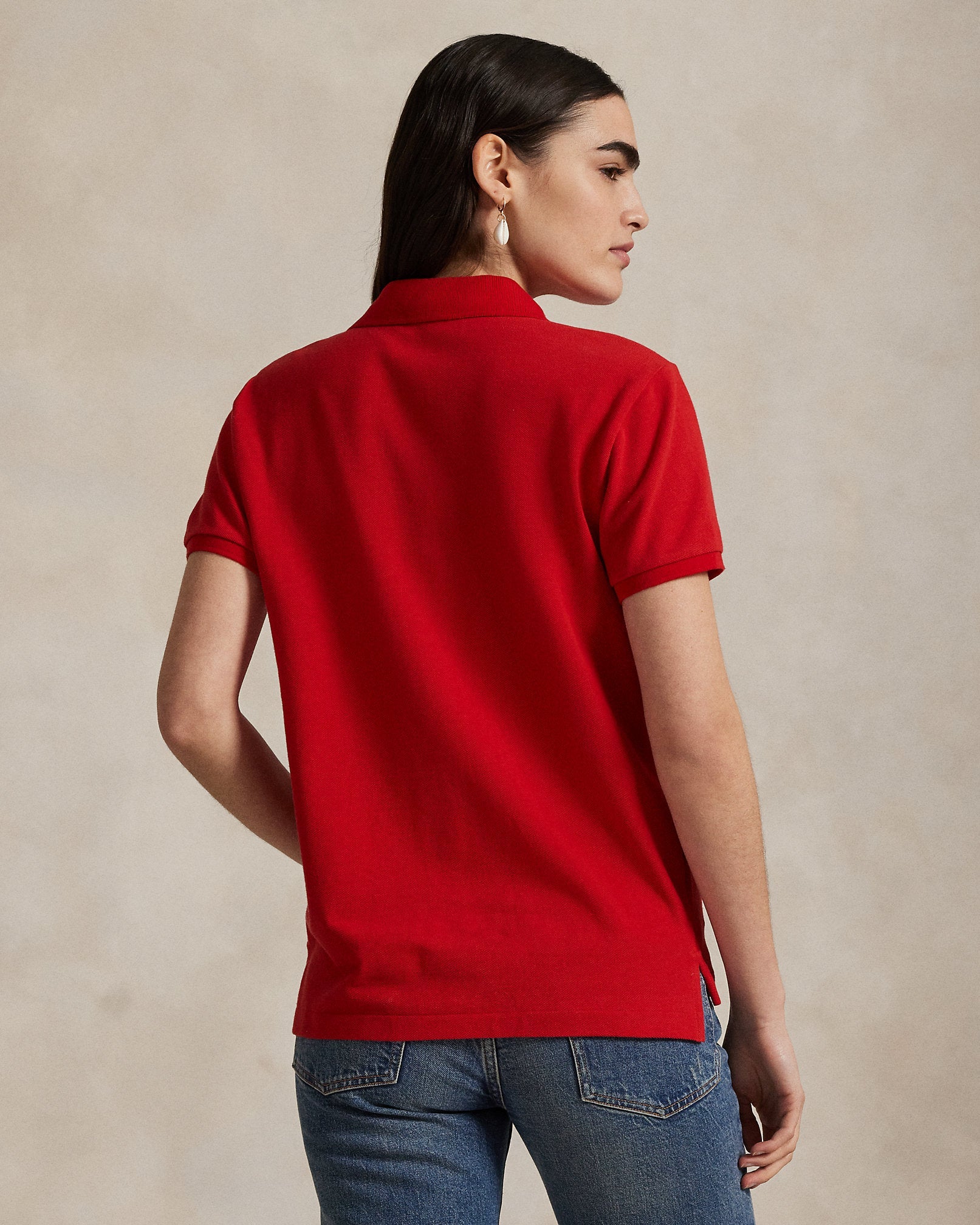 Ralph Lauren Women The Iconic Classic Fit Mesh Polo Shirt  -  Red