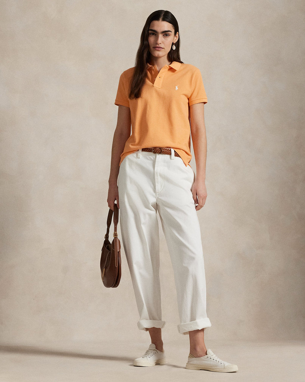 Ralph Lauren Women The Iconic Classic Fit Mesh Polo Shirt  -  Key West Orange