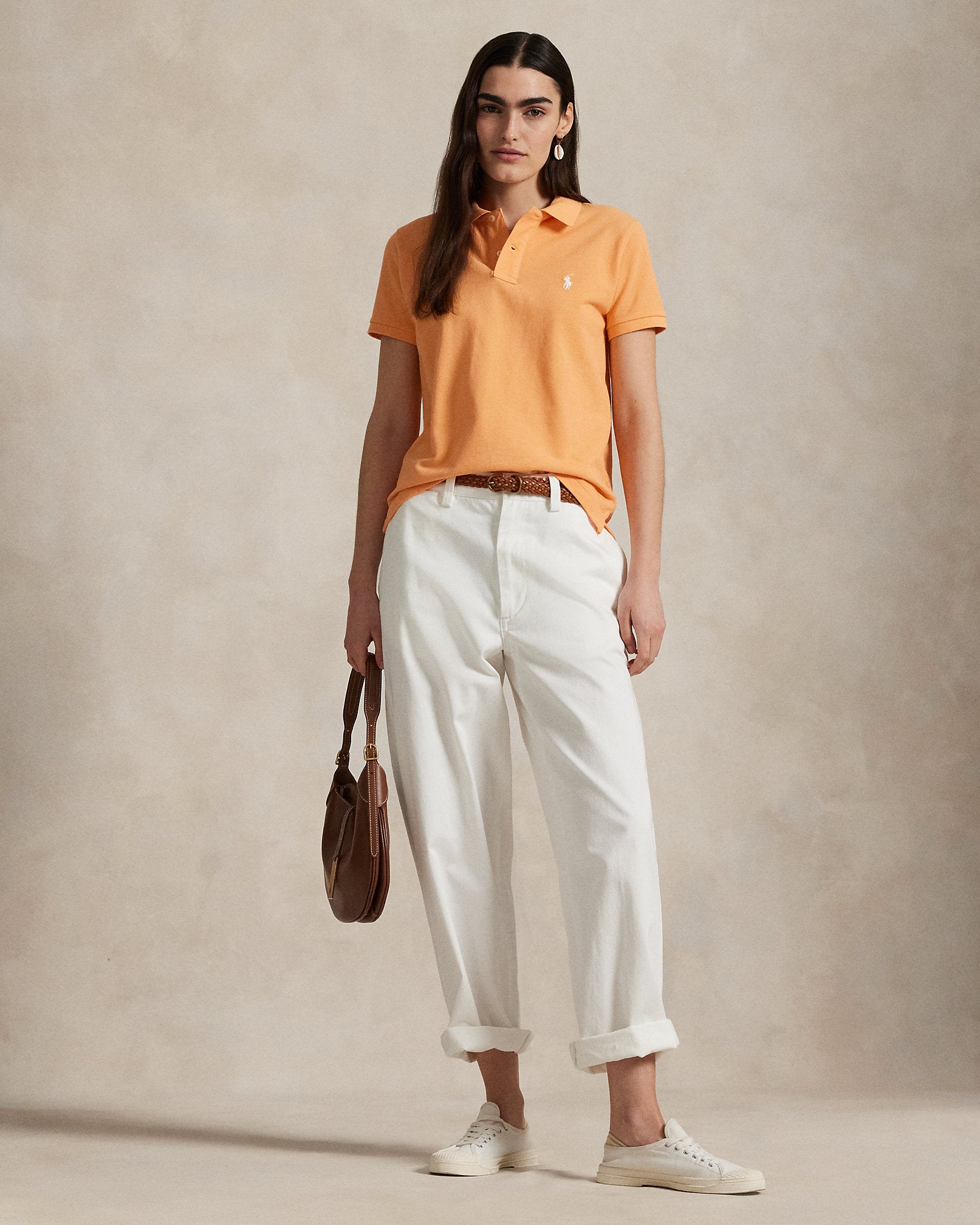 Ralph Lauren Women The Iconic Classic Fit Mesh Polo Shirt  -  Key West Orange