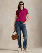 Ralph Lauren Women The Iconic Classic Fit Mesh Polo Shirt-Pink Sky