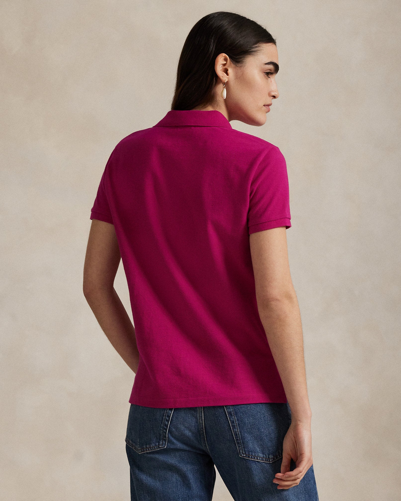 Ralph Lauren Women The Iconic Classic Fit Mesh Polo Shirt-Pink Sky