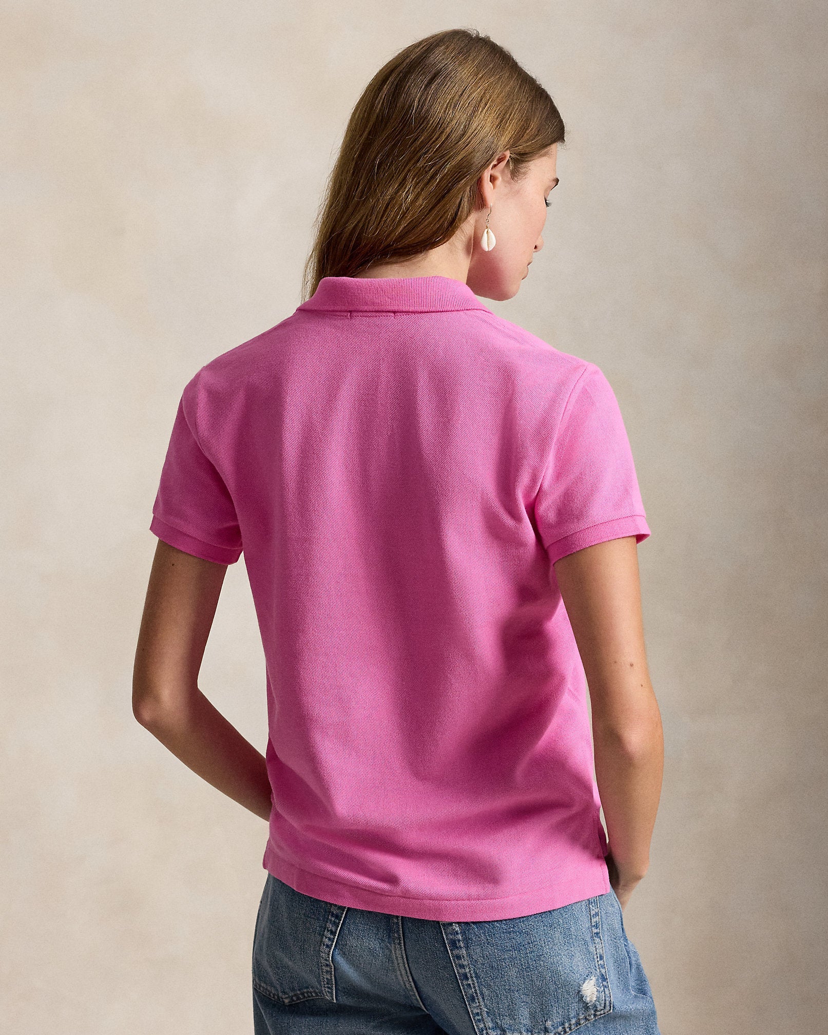 Ralph Lauren Women The Iconic Classic Fit Mesh Polo Shirt-Dalia Pink
