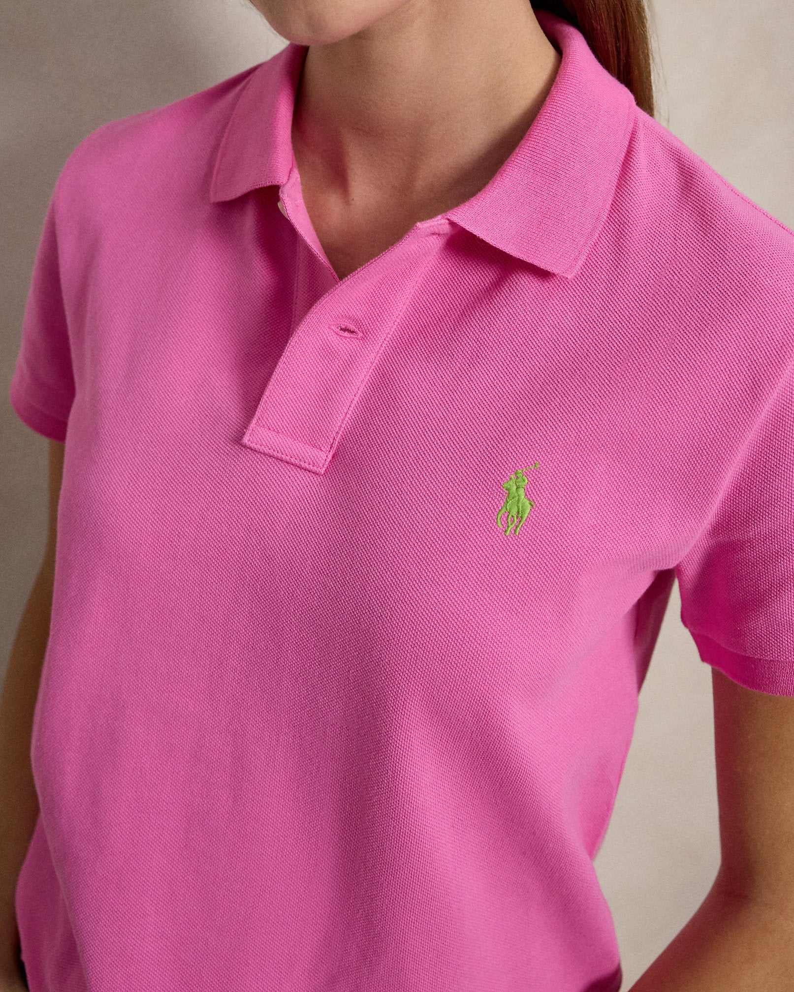 Ralph Lauren Women The Iconic Classic Fit Mesh Polo Shirt-Dalia Pink