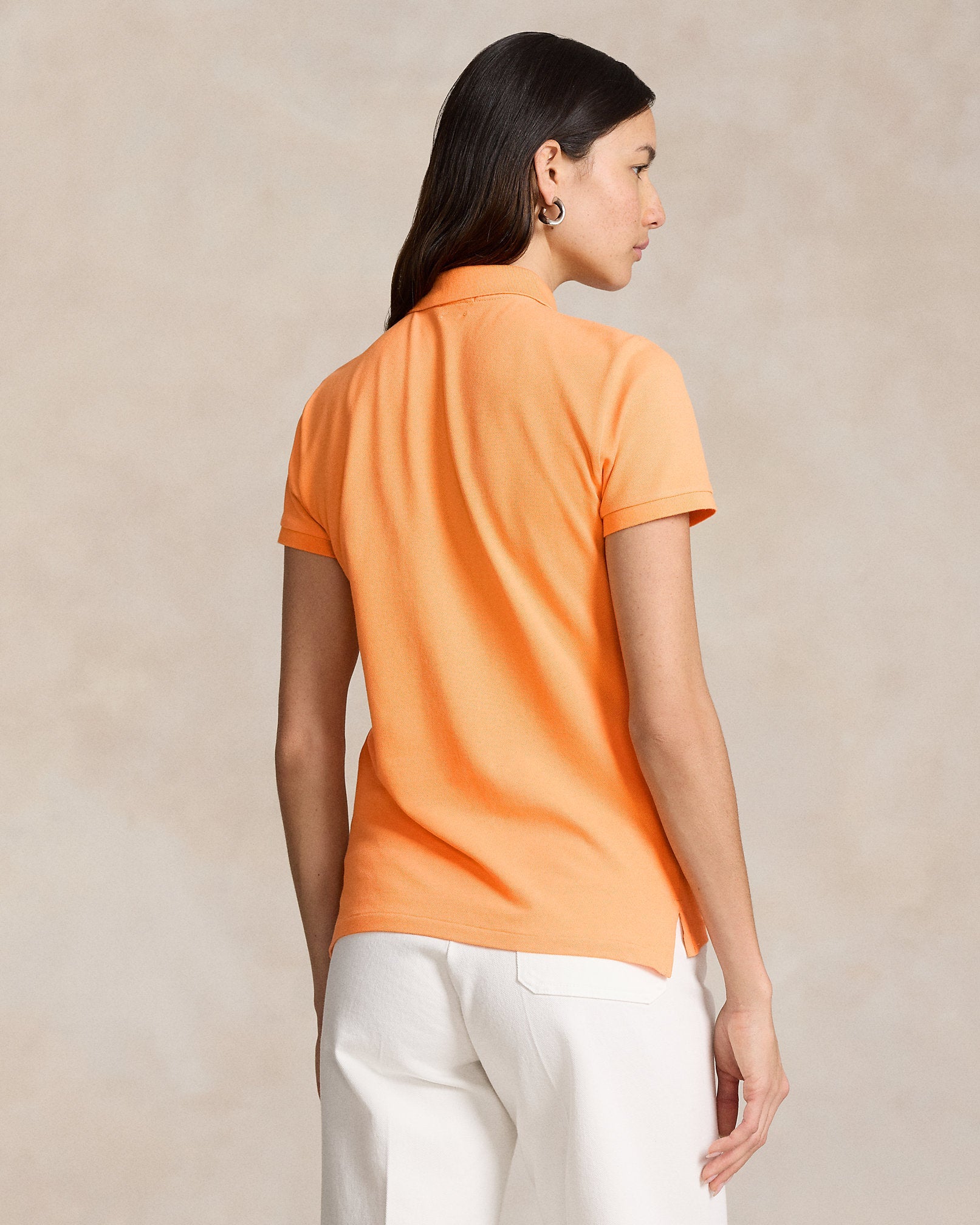Ralph Lauren Women Slim Fit Stretch Polo Shirt  -  Key West Orange