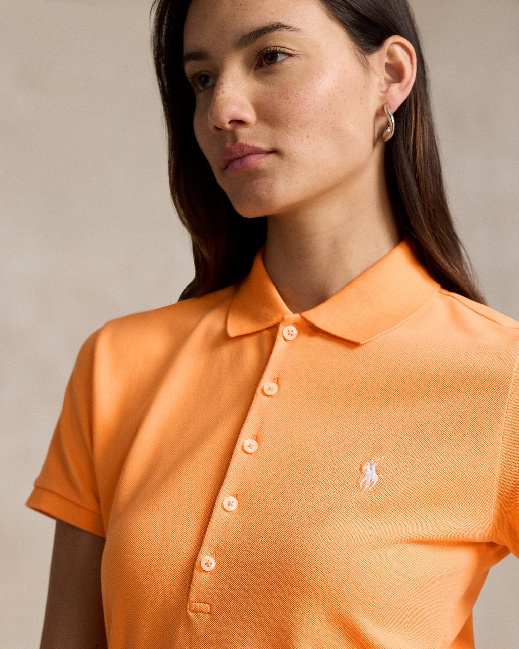 Ralph Lauren Women Slim Fit Stretch Polo Shirt  -  Key West Orange