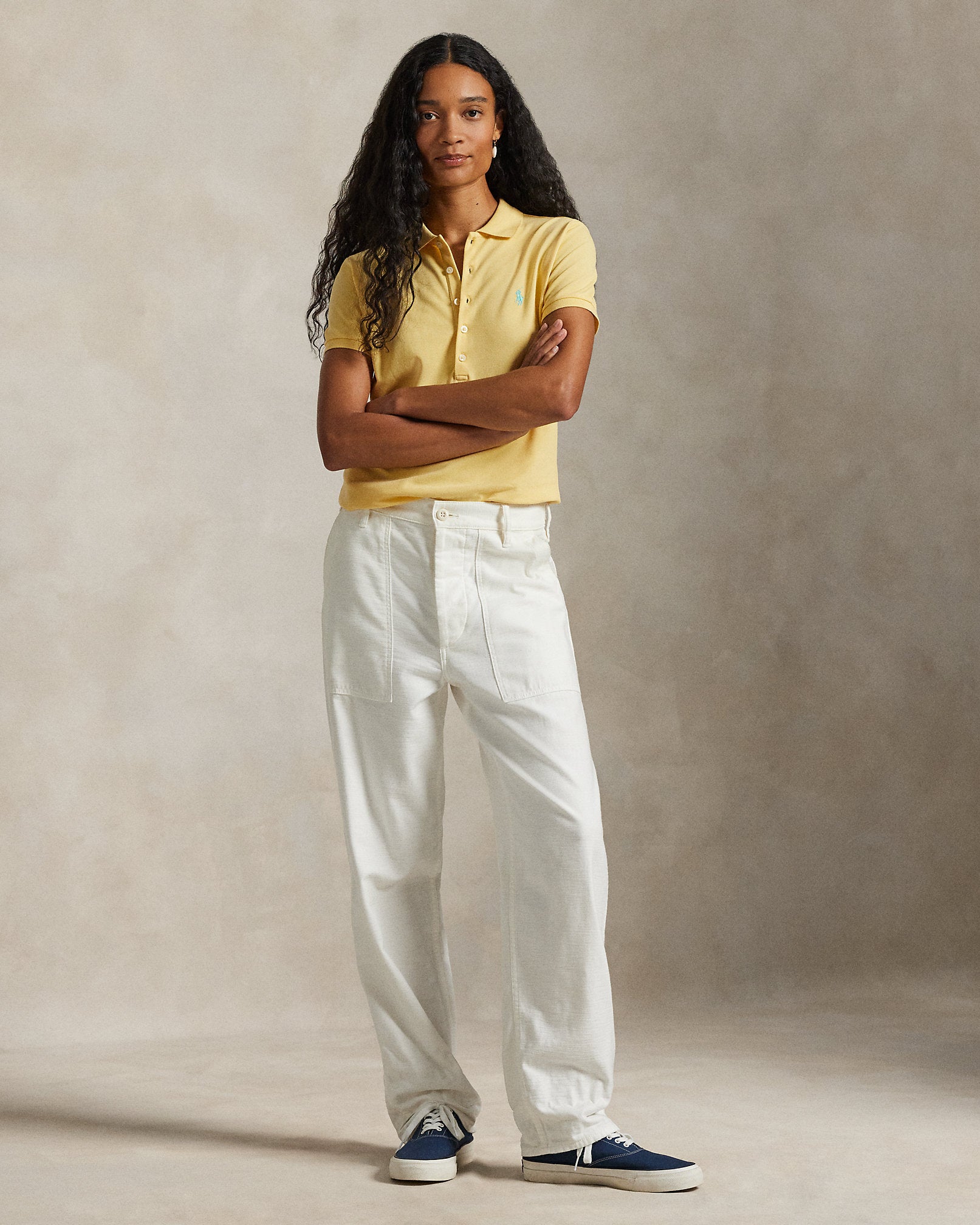 Ralph Lauren Women Slim Fit Stretch Polo Shirt  - Corn Yellow