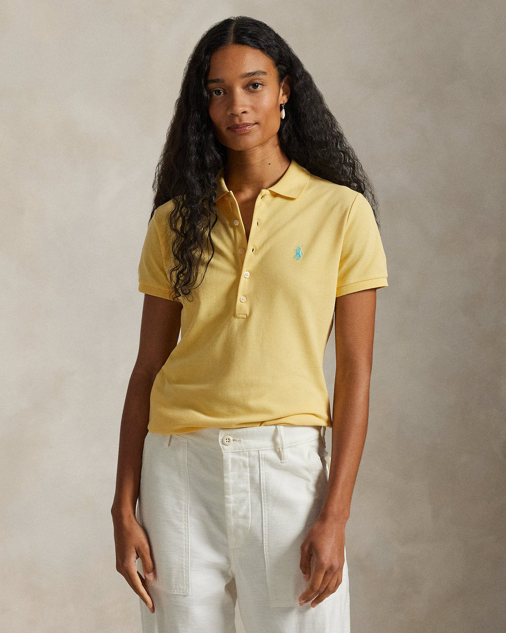 Ralph Lauren Women Slim Fit Stretch Polo Shirt  - Corn Yellow