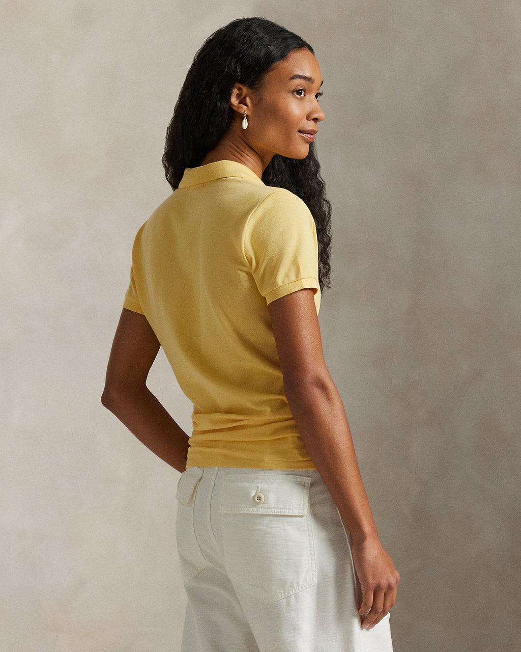 Ralph Lauren Women Slim Fit Stretch Polo Shirt  - Corn Yellow