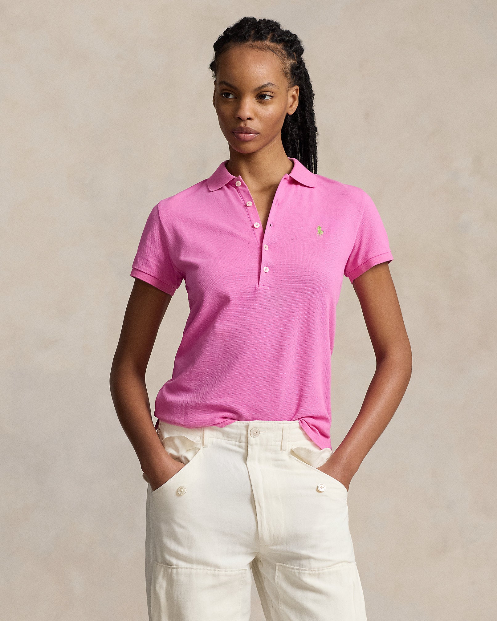 Ralph Lauren Women Slim Fit Stretch Polo Shirt  -  Dalia Pink