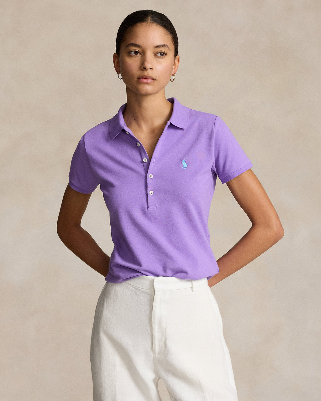 Ralph Lauren Women Slim Fit Stretch Polo Shirt  -  Cactus Purple