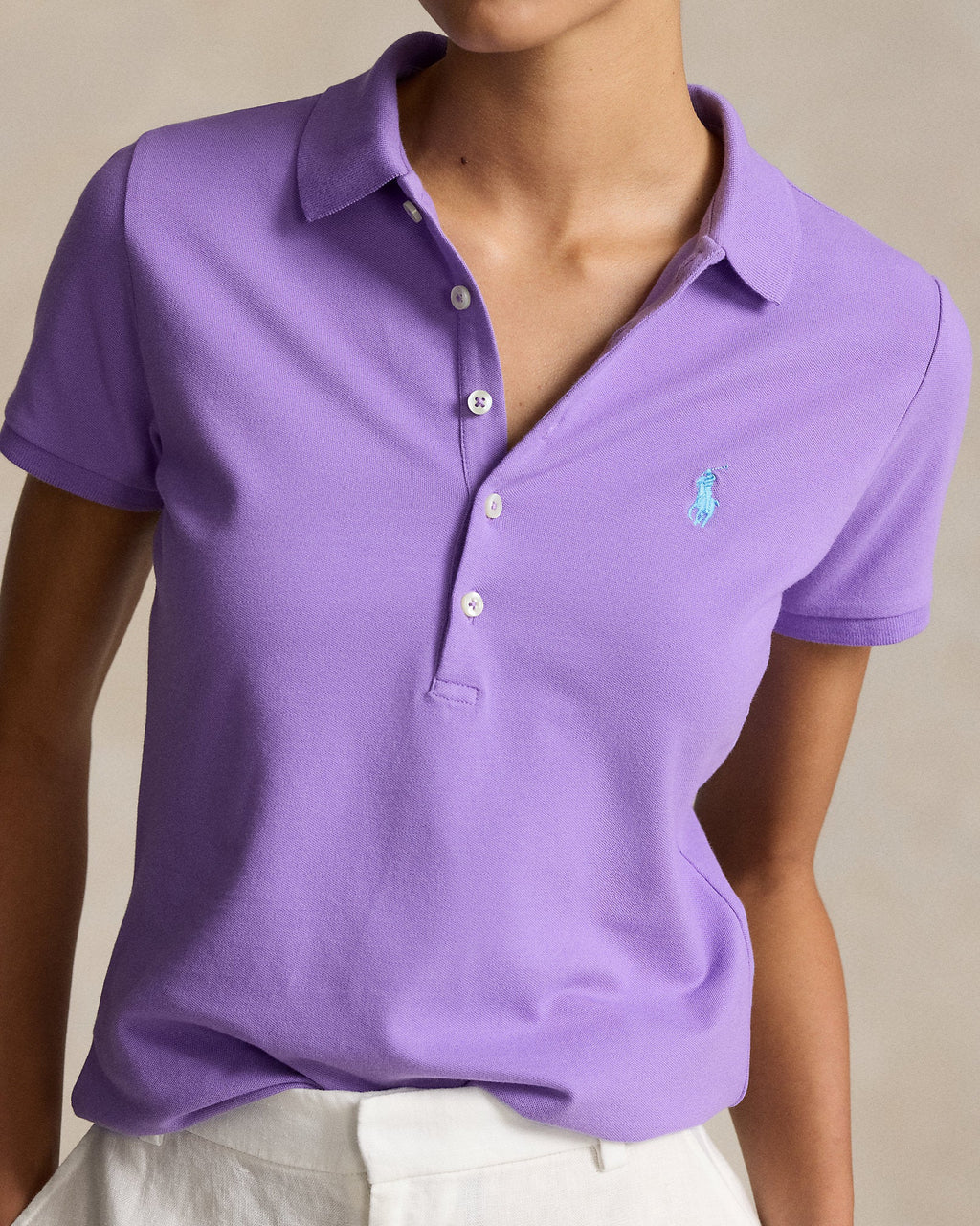 Ralph Lauren Women Slim Fit Stretch Polo Shirt  -  Cactus Purple