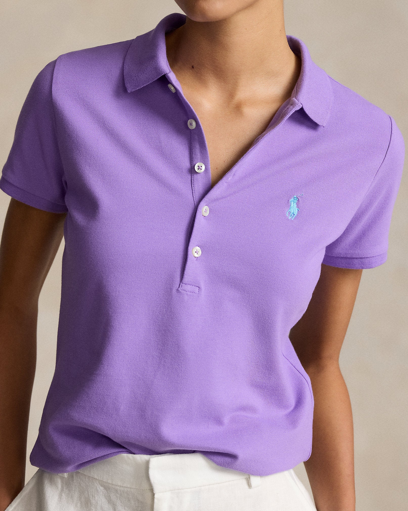 Ralph Lauren Women Slim Fit Stretch Polo Shirt  -  Cactus Purple