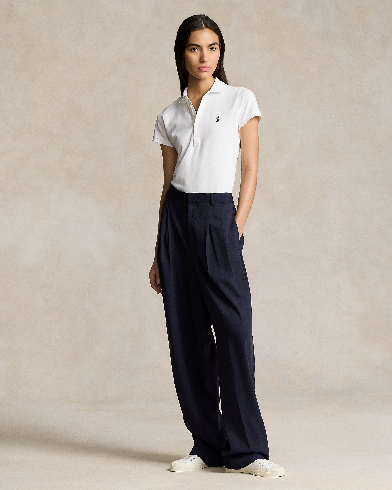 Ralph Lauren Women Slim Fit Stretch Polo Shirt  -  White