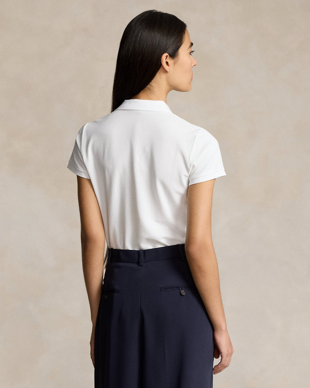Ralph Lauren Women Slim Fit Stretch Polo Shirt  -  White