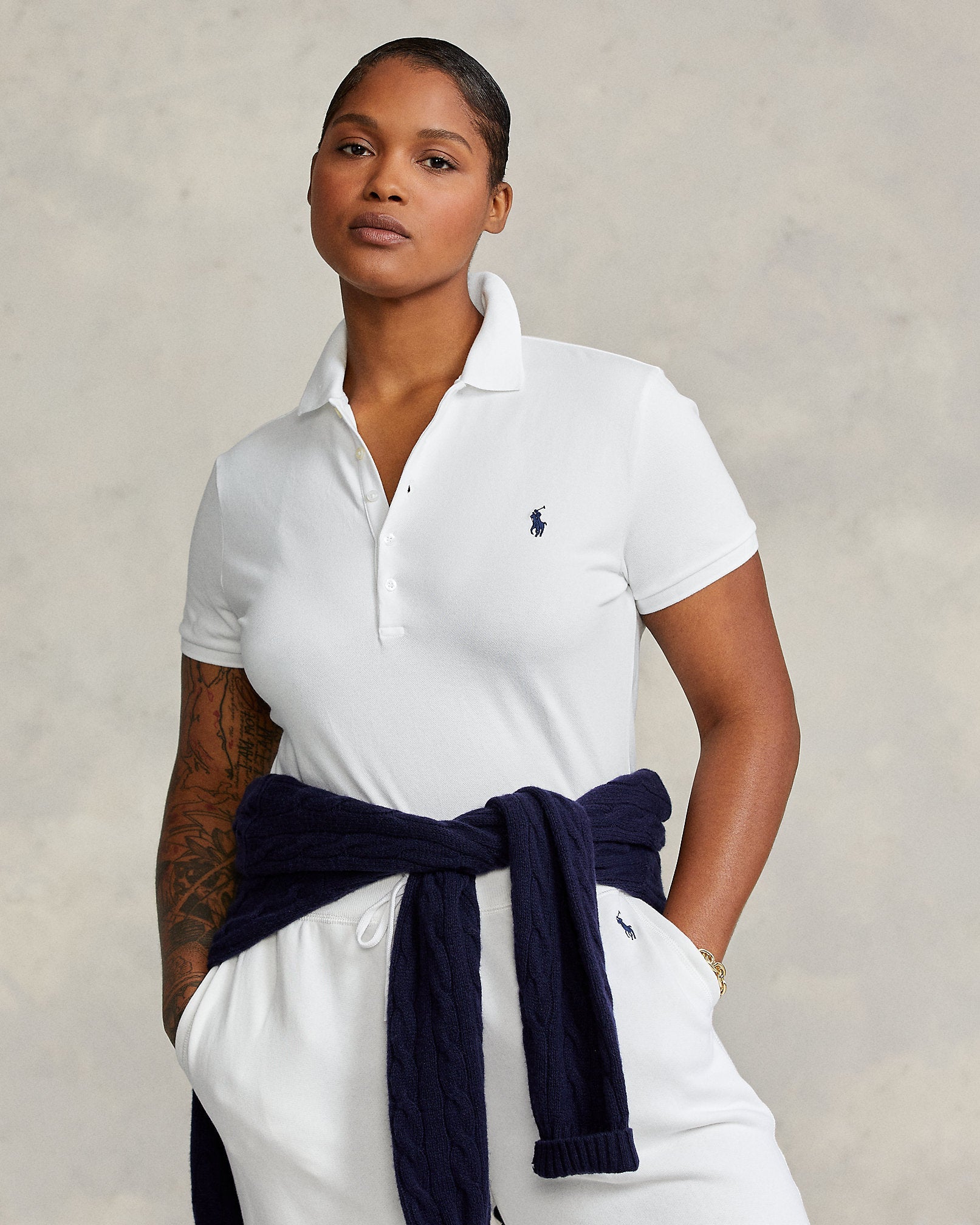 Ralph Lauren Women Slim Fit Stretch Polo Shirt  -  White
