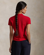 Ralph Lauren Women Slim Fit Stretch Polo Shirt  - Red/Navy