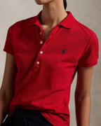 Ralph Lauren Women Slim Fit Stretch Polo Shirt  - Red/Navy