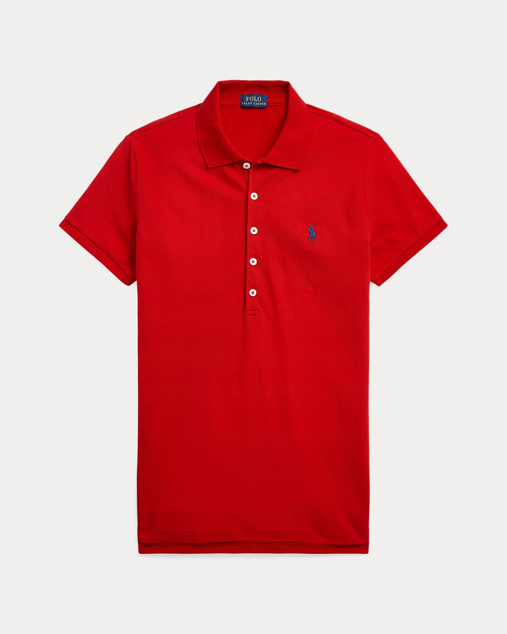 Ralph Lauren Women Slim Fit Stretch Polo Shirt  - Red/Navy