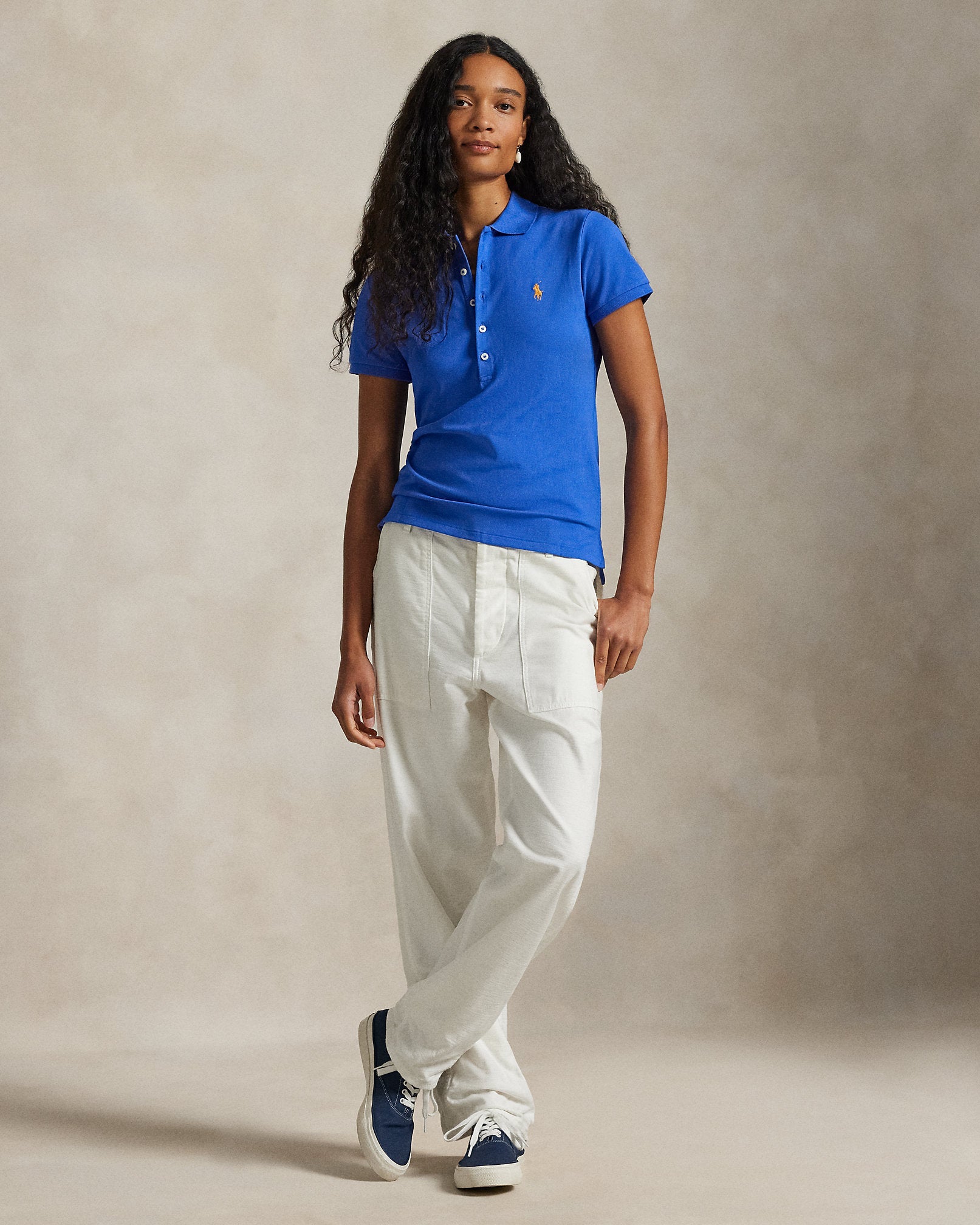 Ralph Lauren Women Slim Fit Stretch Polo Shirt  -  Sea Blue