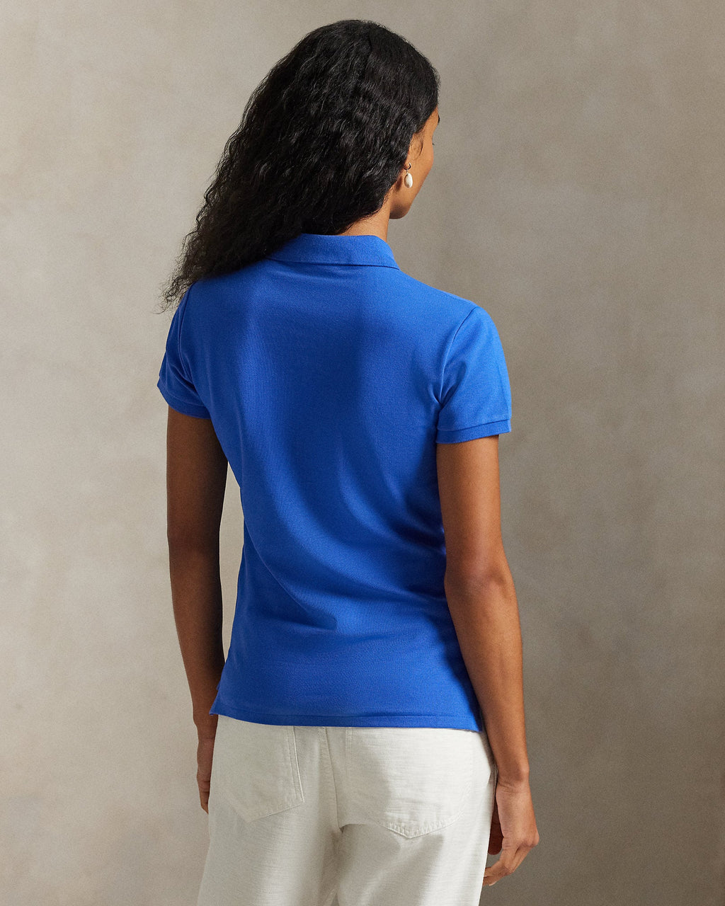 Ralph Lauren Women Slim Fit Stretch Polo Shirt  -  Sea Blue