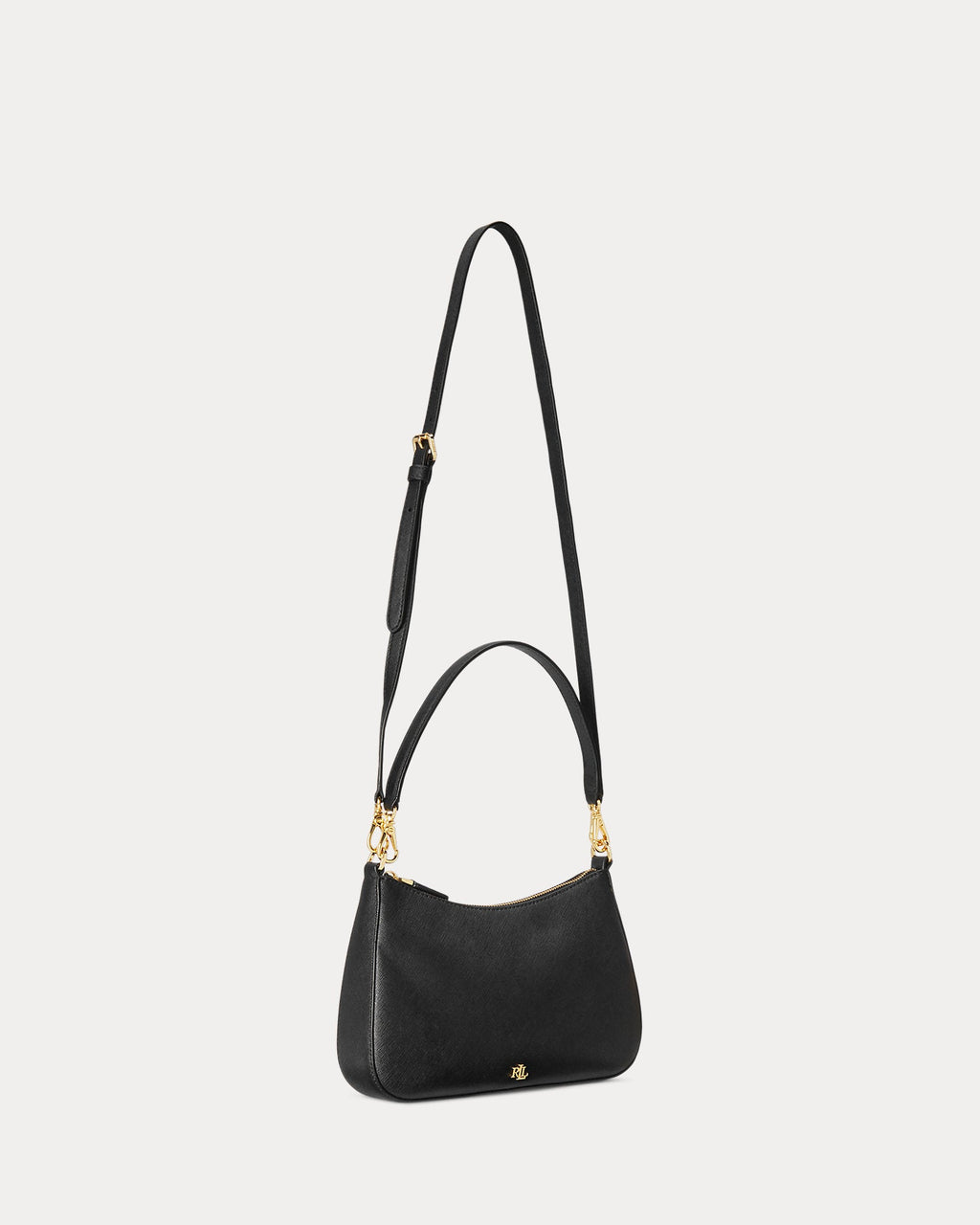 Ralph Lauren Crosshatch Leather Medium Danni Bag  -  Black