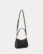 Ralph Lauren Crosshatch Leather Medium Danni Bag  -  Black