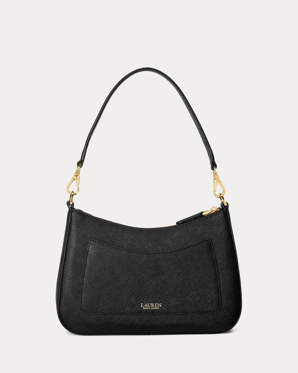 Ralph Lauren Crosshatch Leather Medium Danni Bag  -  Black