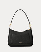 Ralph Lauren Crosshatch Leather Medium Danni Bag  -  Black