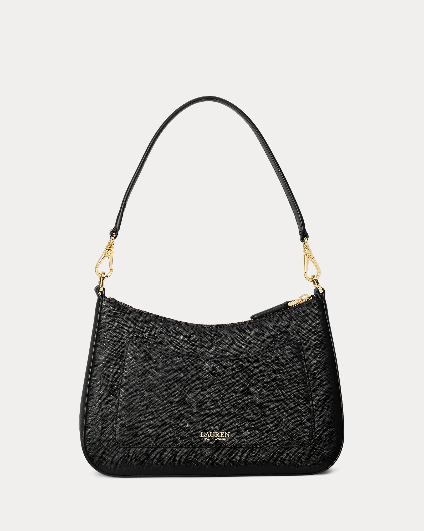 Ralph Lauren Crosshatch Leather Medium Danni Bag  -  Black